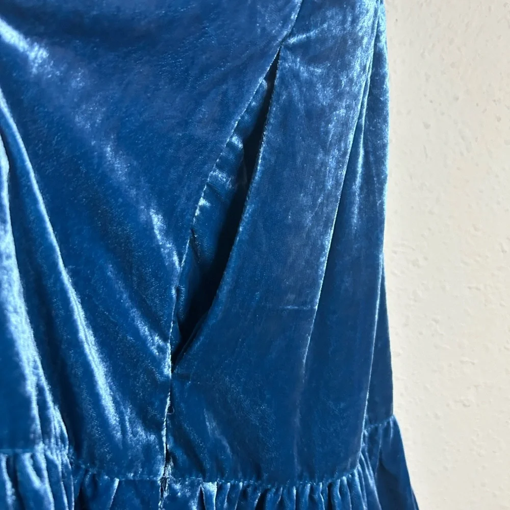 Anthropologie Somerset Blue Velvet Mini Dress Size M - Picture 13 of 16